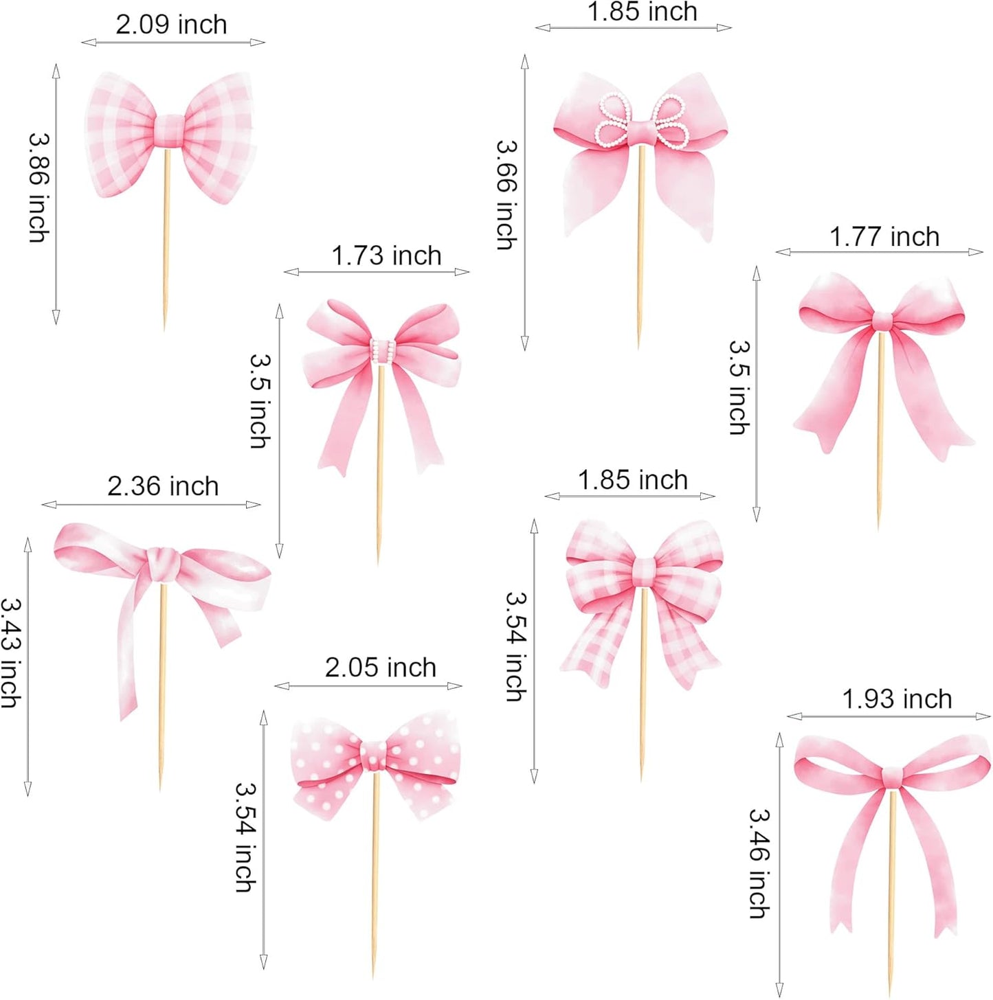 24pcs Coquette Bow Cupcake Toppers Pink Bow Coquette Birthday Cake Decorations for Bachelorette Bridal Engagement Wedding Girl Baby Shower Bow Theme Party Decor