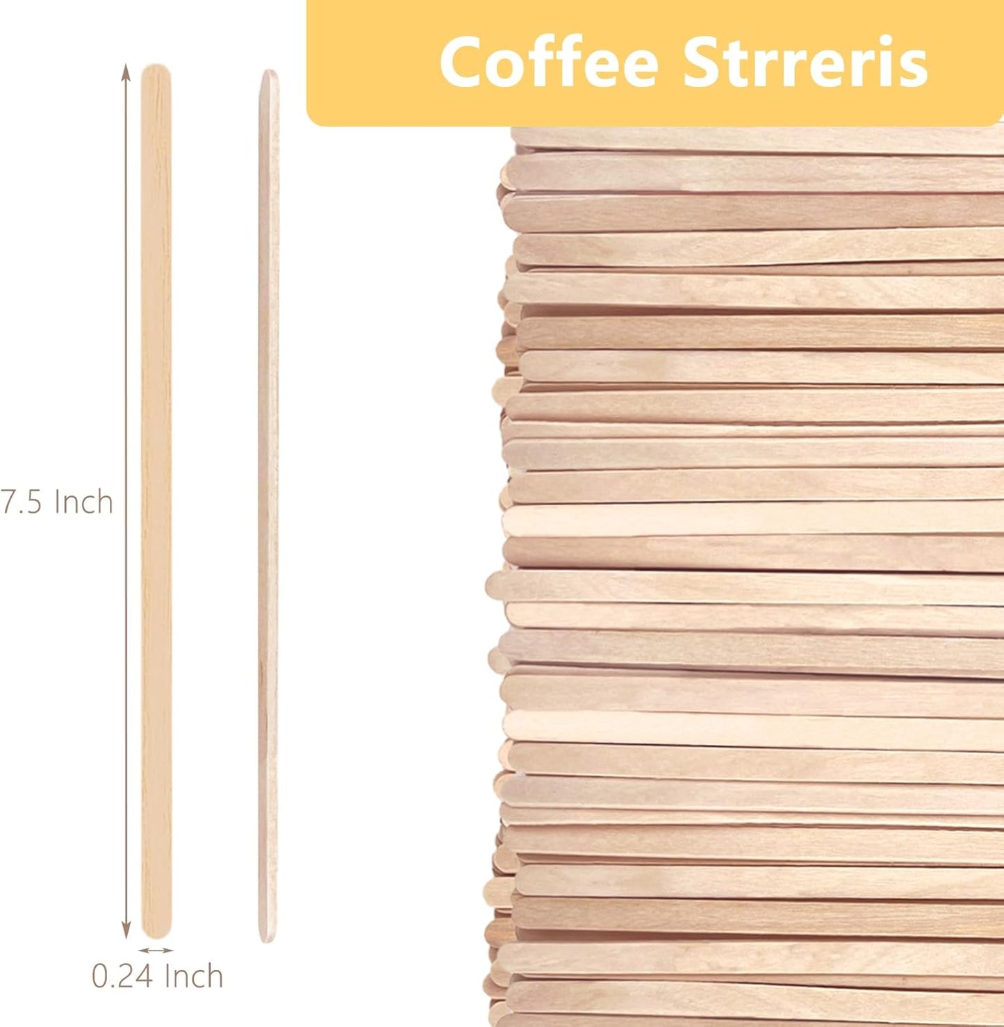 110 Pack Birch Wood Coffee Stirrers, 7.5 Inch Sturdy Coffee Stir Sticks, Smooth Round Ends, Splinter-Free Disposable Stir Sticks for Coffee, Cocktails, Office, Home Use