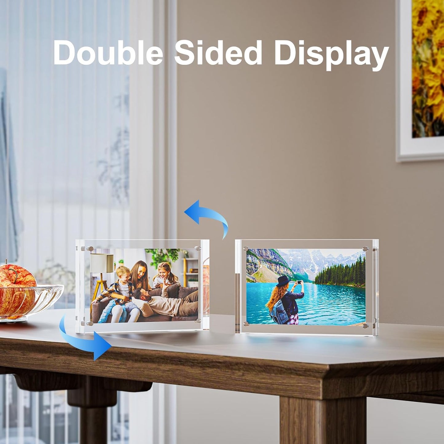 3 Pack 8x10 Acrylic Picture Frames - 20% Thicker Double Sided Magnetic Frame with UV Protection - Freestanding Clear Frameless Display for Tabletops - Modern Photo Frame Set for Home & Office Decor