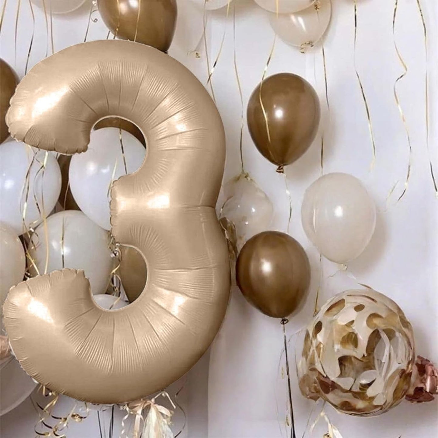 Nude Number Balloons for Boys Girls, 40inch Large Tan Number 6 Foil Mylar Helium Balloons, Self Inflating Apricot Number Balloons 0-9 for Men Women 6th 60th Birthday Anniversary Party Decoration