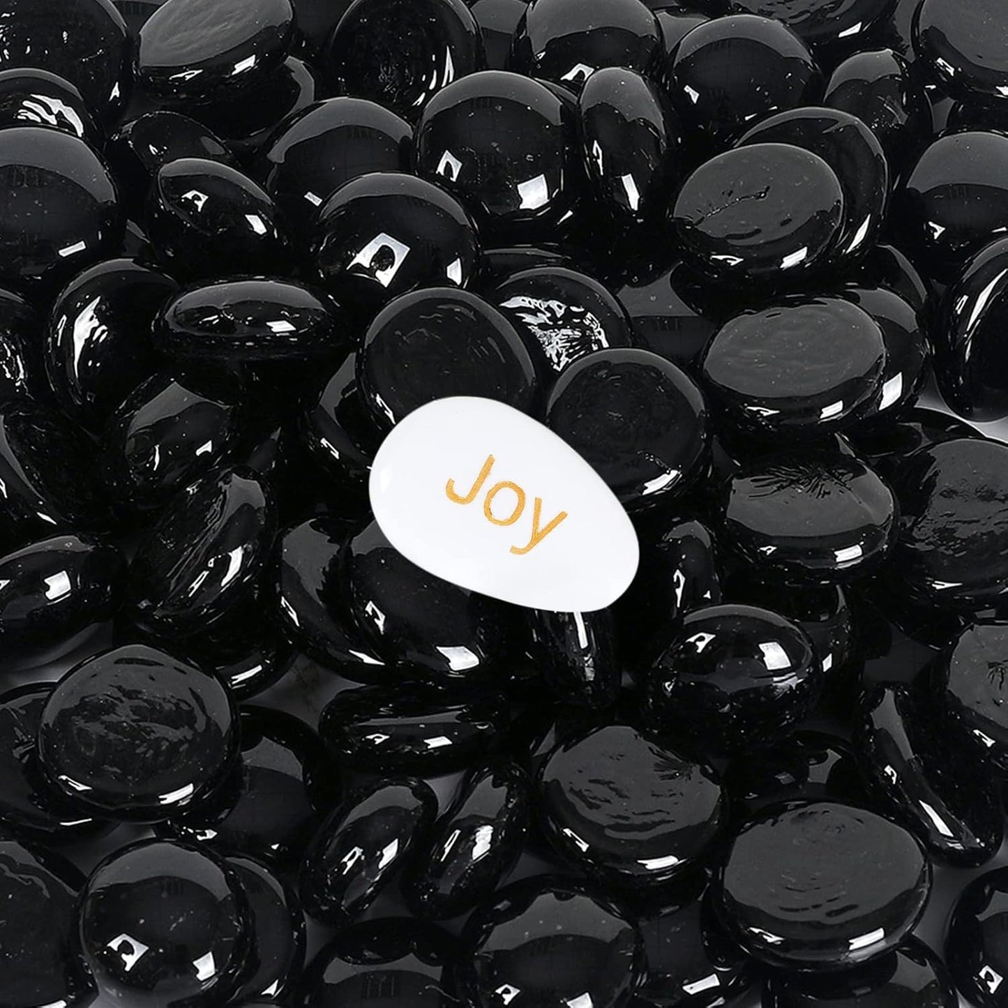 5LB Fire Glass Beads Flat Glass Marbles for Outdoor Fire Pit and Fireplace, Glass Gemstones for Vase Filler, Aquariums, Hydroponics Plants, Home Decor and Christmas DIY Craft, Black