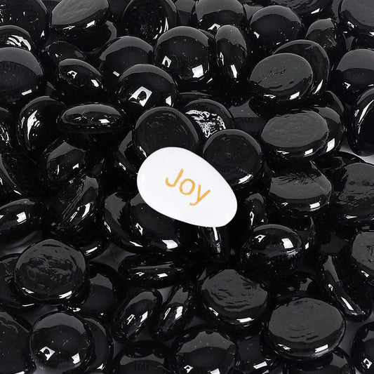 11LB Fire Glass Beads Flat Glass Marbles for Outdoor Fire Pit and Fireplace, Glass Gemstones for Vase Filler, Aquariums, Hydroponics Plants, Home Decor and Christmas DIY Craft, Black