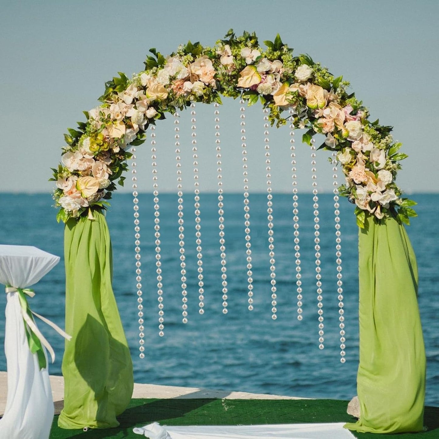 4mm Faux Pearl Beads String Garland Pearls for Crafting Bead Roll Strand for Wedding Party Christmas Tree Decorations, 66 Feet, Ivory