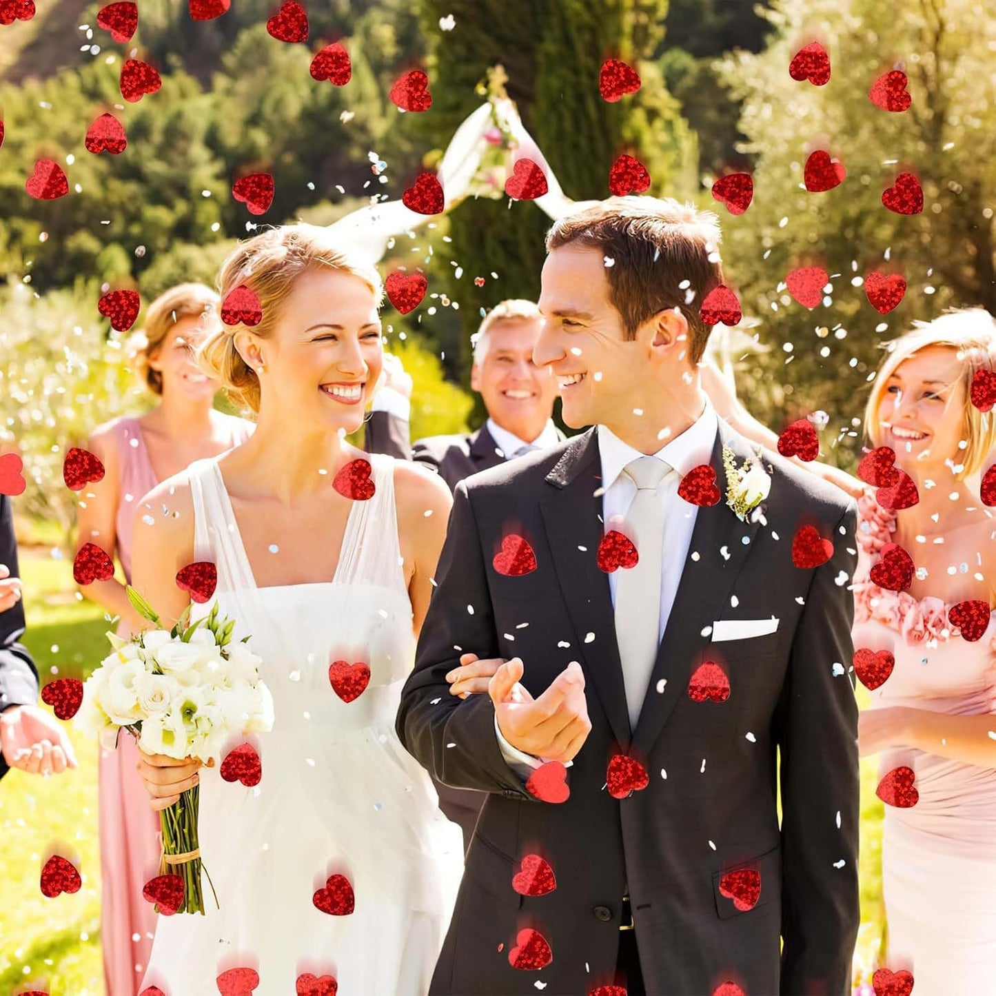 MARFOREVER Red Hearts Confetti - Valentines Day Glitter Heart Table Decorations for Wedding, Bridal Shower, Birthday & Engagement Parties