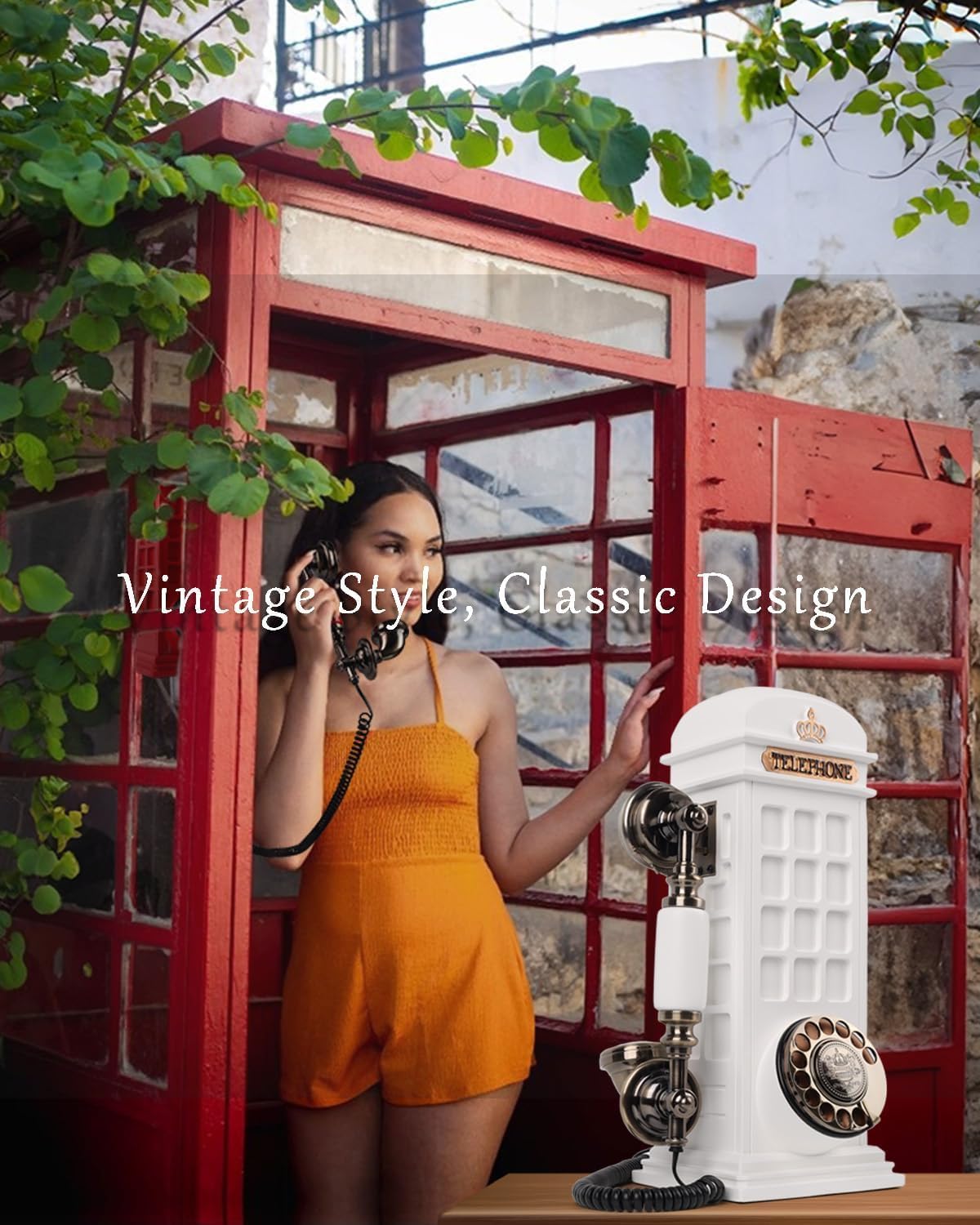 Audio Guest Book Wedding Phone, Record Customized Audio Message Guest Book for Wedding, Party and Gathering, Vintage Phone Booth Design， White