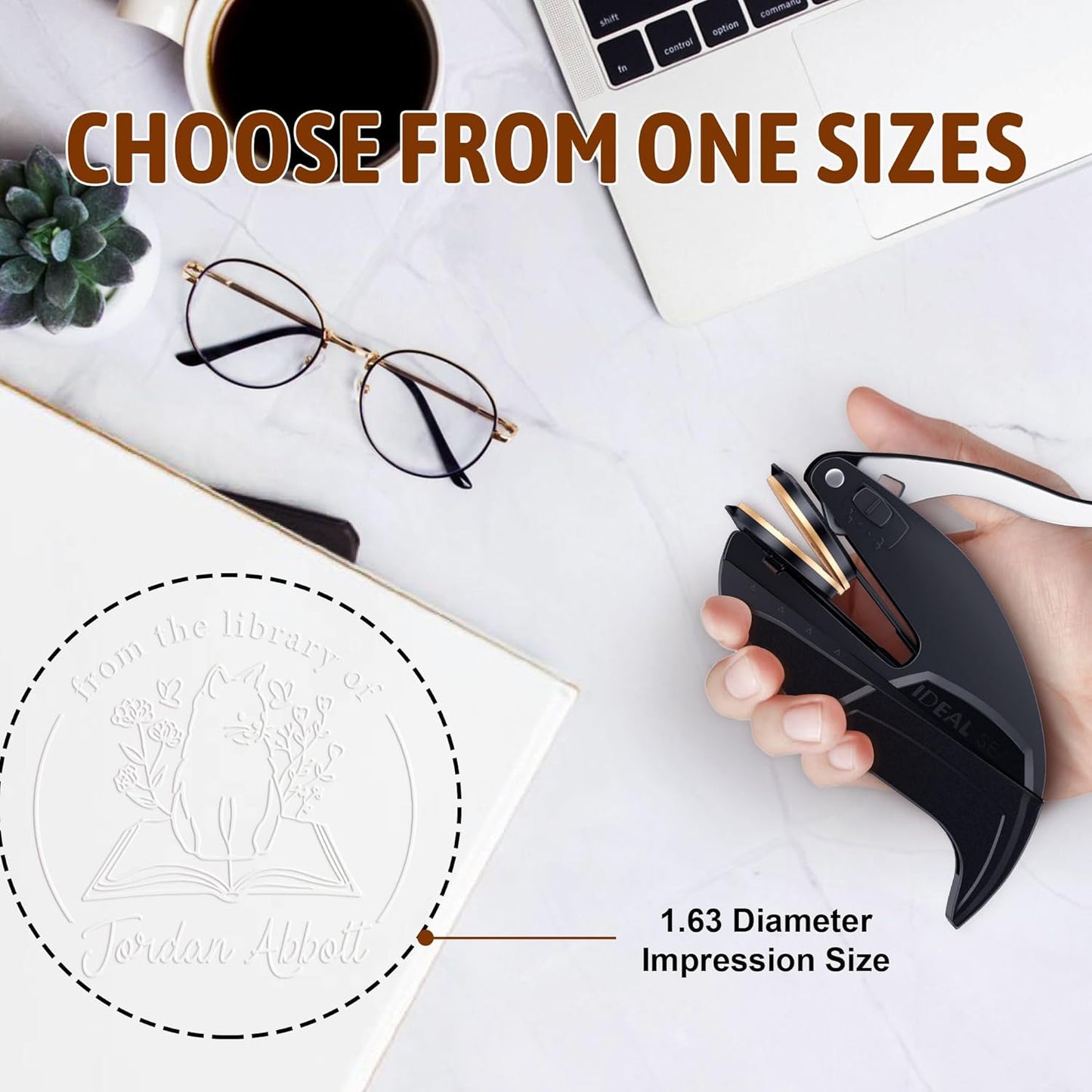 Personalized Book Embosser - Custom Library Stamp, Personal Gifts for Book Lovers, Readers, Teachers (Cat-27)