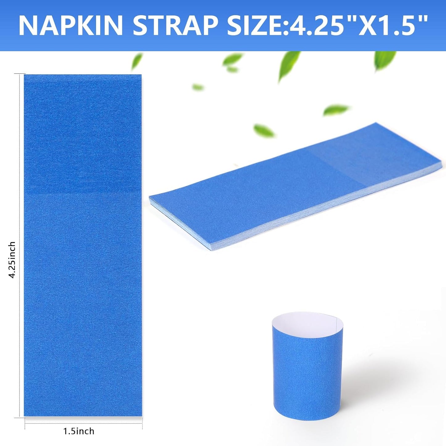 2,000 Pcs Napkin Bands, Paper Napkin Rings Self-Adhesive,Silverware Wraps Bands,Blue