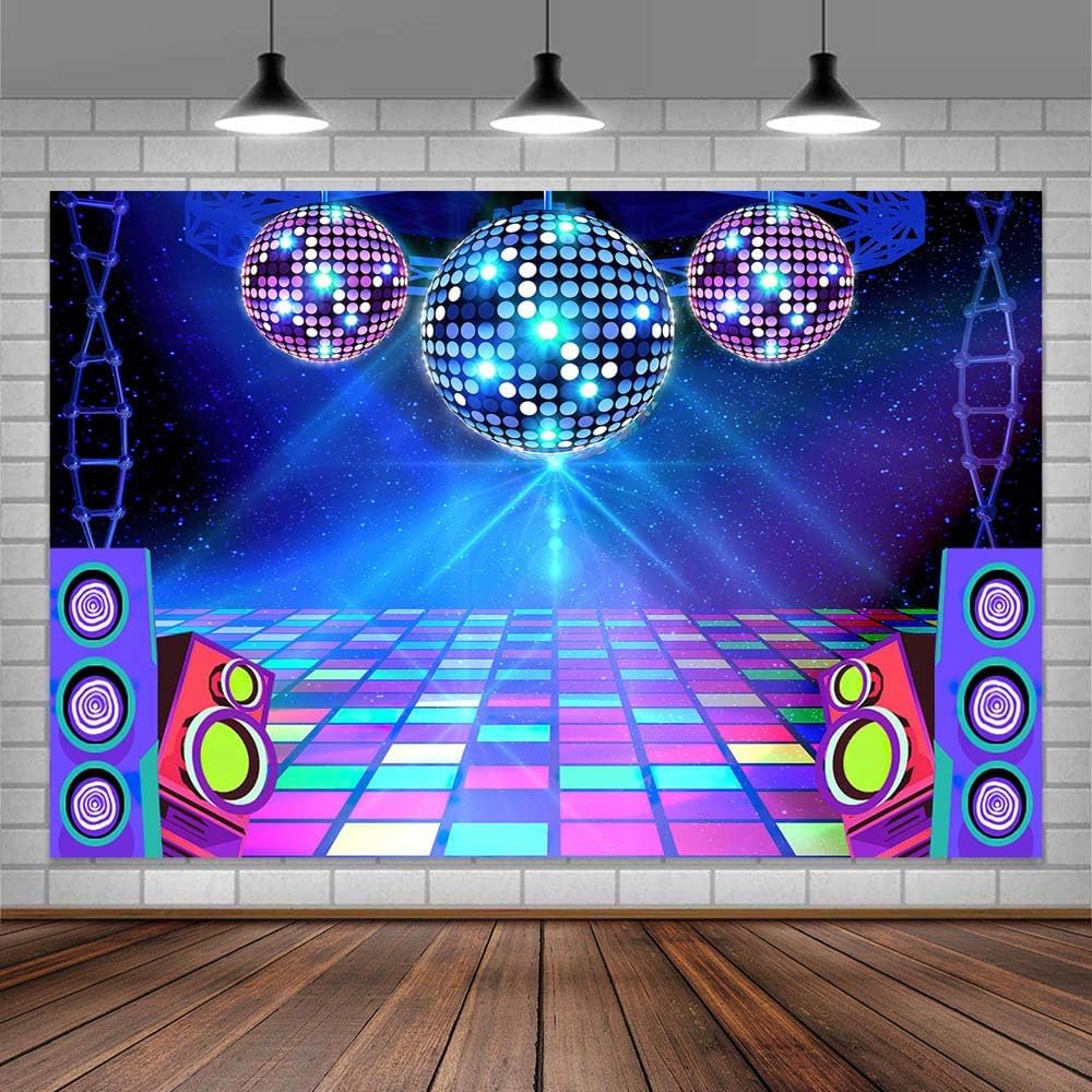 Dance Party Backdrop Retro 80s 90s Theme Stage Dance Ball Music Birthday Party Decoration DJ Photography Background 10 x 8 ft for Baby Shower Picture Photo Shoot Polyester Fabric, Green