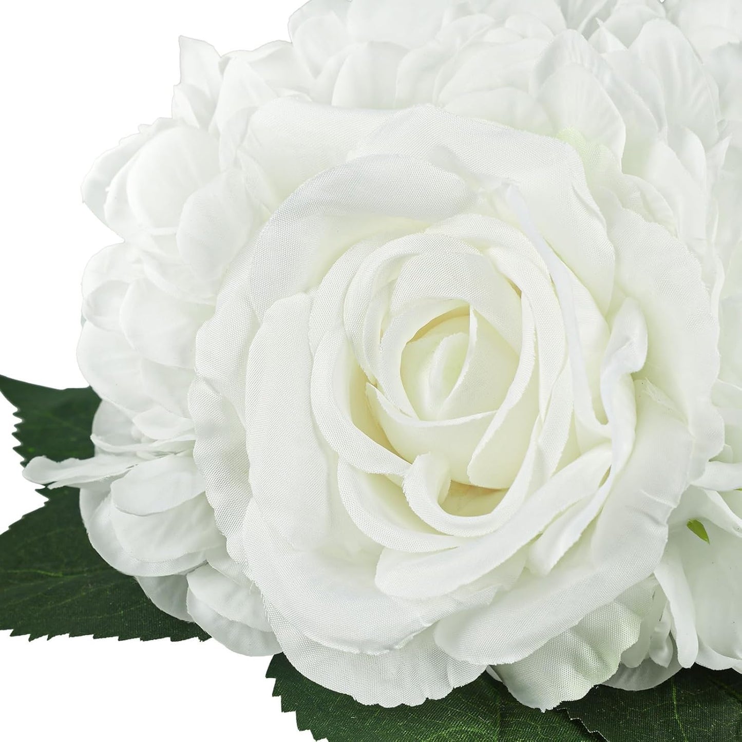 N&T NIETING Artificial Hydrangea Flowers with Vase White Fake Flowers with Rose Faux Hydrangea Flowers with Faux Water Real Stone for Home Office Table Room Wedding Centerpiece Decorations