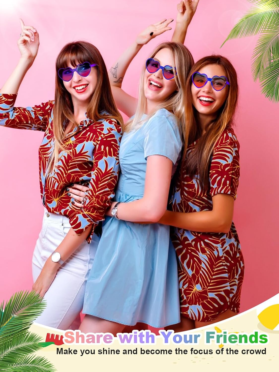 12 Pairs Heart Shaped Sunglasses for Women Colorful Glasses Fun Trendy Transparent Heart Sunglasses Party Favor (Gradient Pink Blue)