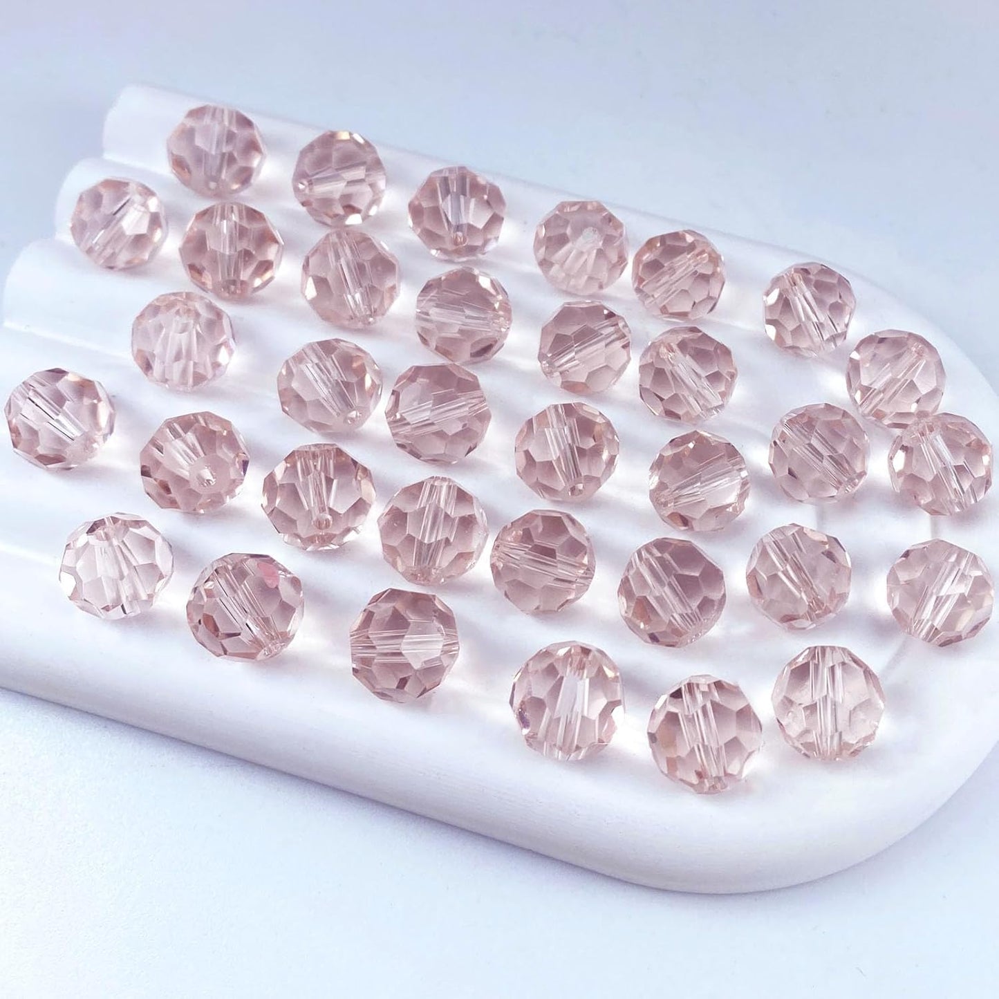 200 PCS 6mm Crystal Glass Beads Round Multiple Faceted Loose Spacer Glass Beads for DIY Handcrafte Bracelet Necklace Earring Jewelry Making(Pink)