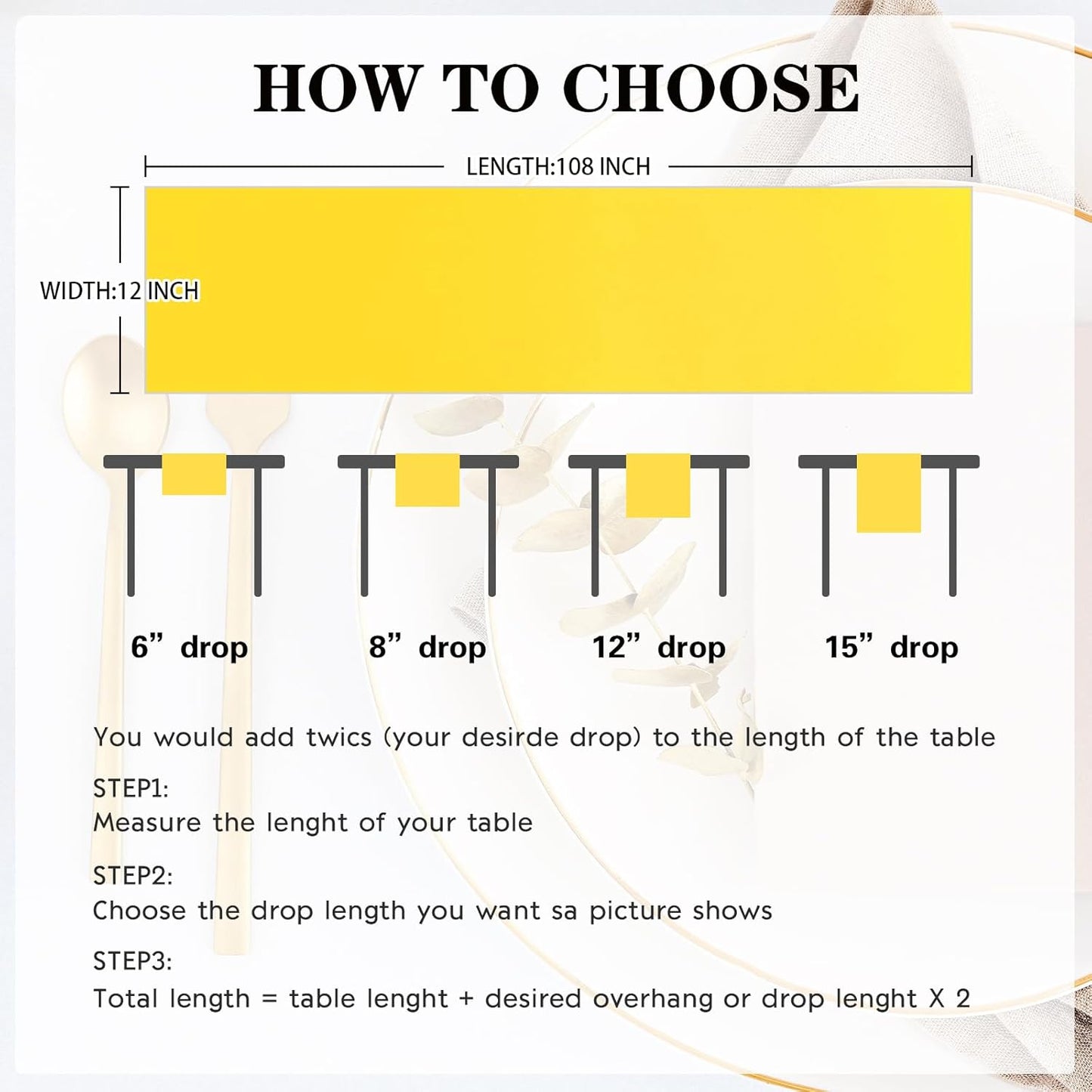 10 Pack Satin Table Runner 12 x 108 Inch Long Yellow Silk Table Runner for Wedding Party Banquet Birthday Decoration