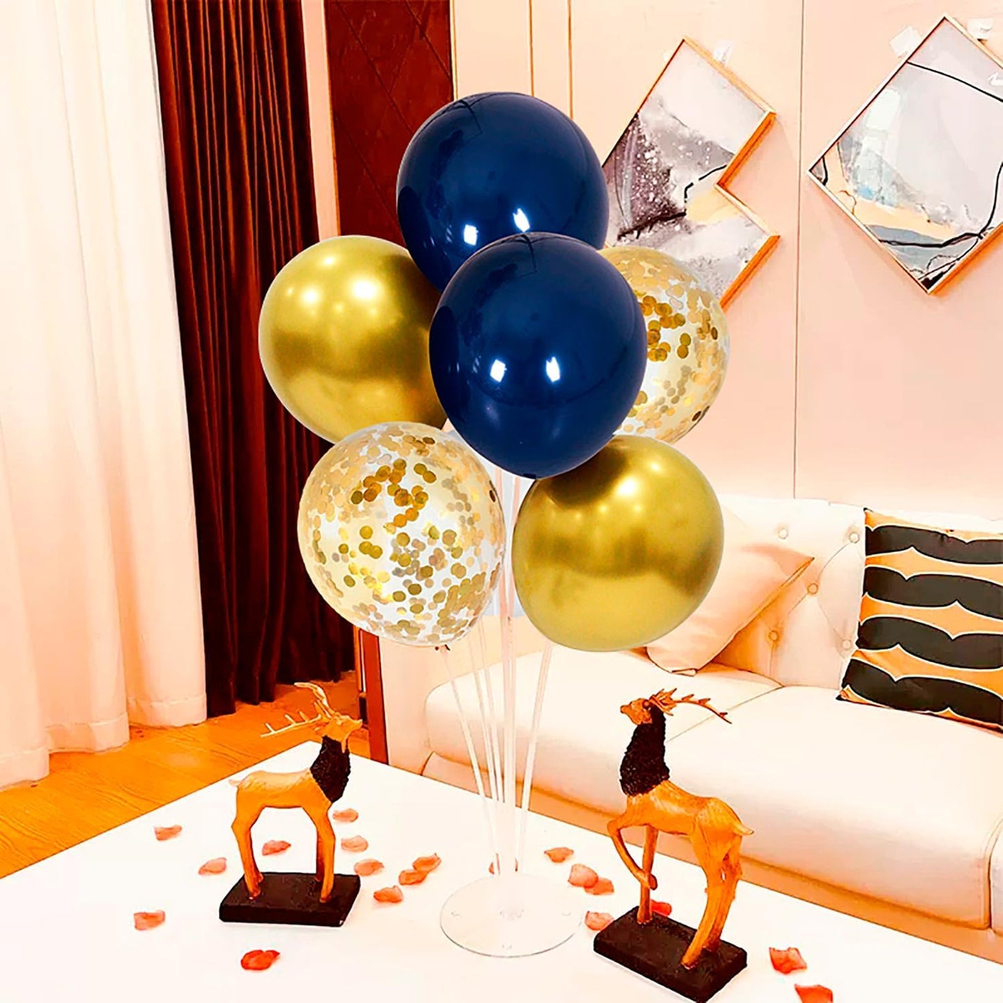Navy Blue and Gold Balloon Stand Navy and Gold Balloons Centerpiece Table Decorations for Birthday Wedding Anniversary New Year Graduation Decorations Class of 2025(Gold navy set4)