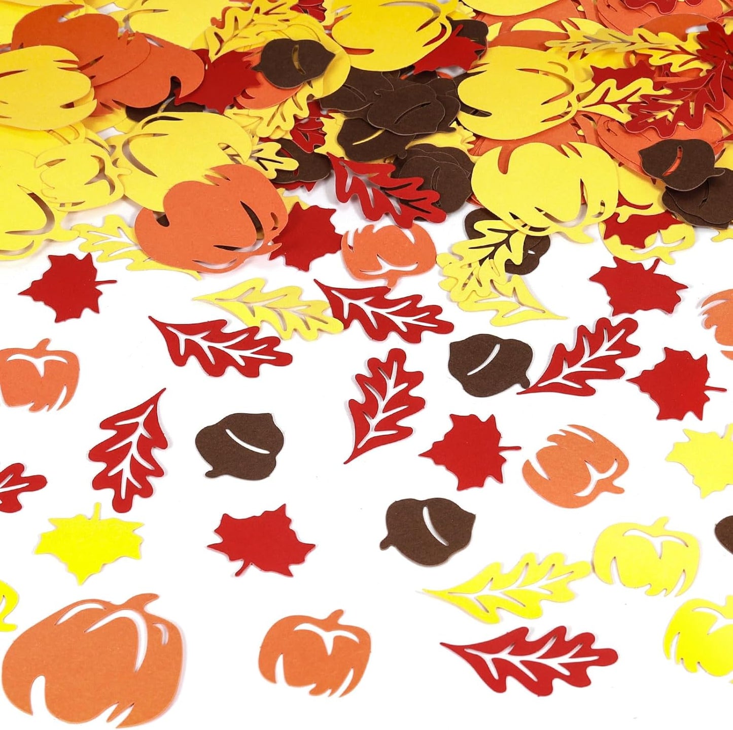 VHUWE Thanksgiving Confetti 200 Pcs, Autumn Fall Confetti, Pumpkin, Pinecones, Thanksgiving Maple Leaves for Thanksgiving Table Decorations and Party Supplies - Paper