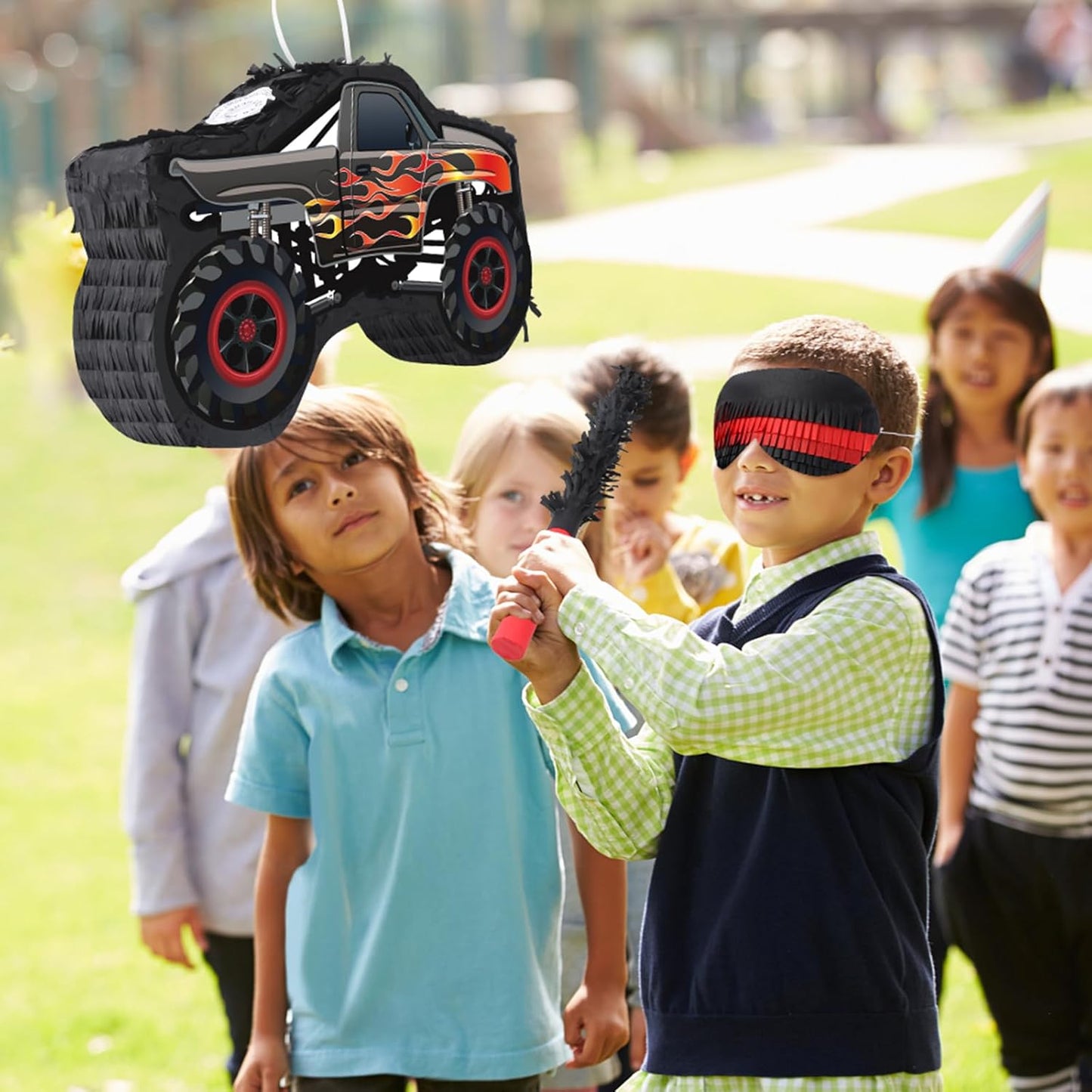 Car Pinata with Stick & Hanging Loop Mexican Pinata Game for Boy Truck Party Decorations Car Theme Birthday Carnival Party Supplies