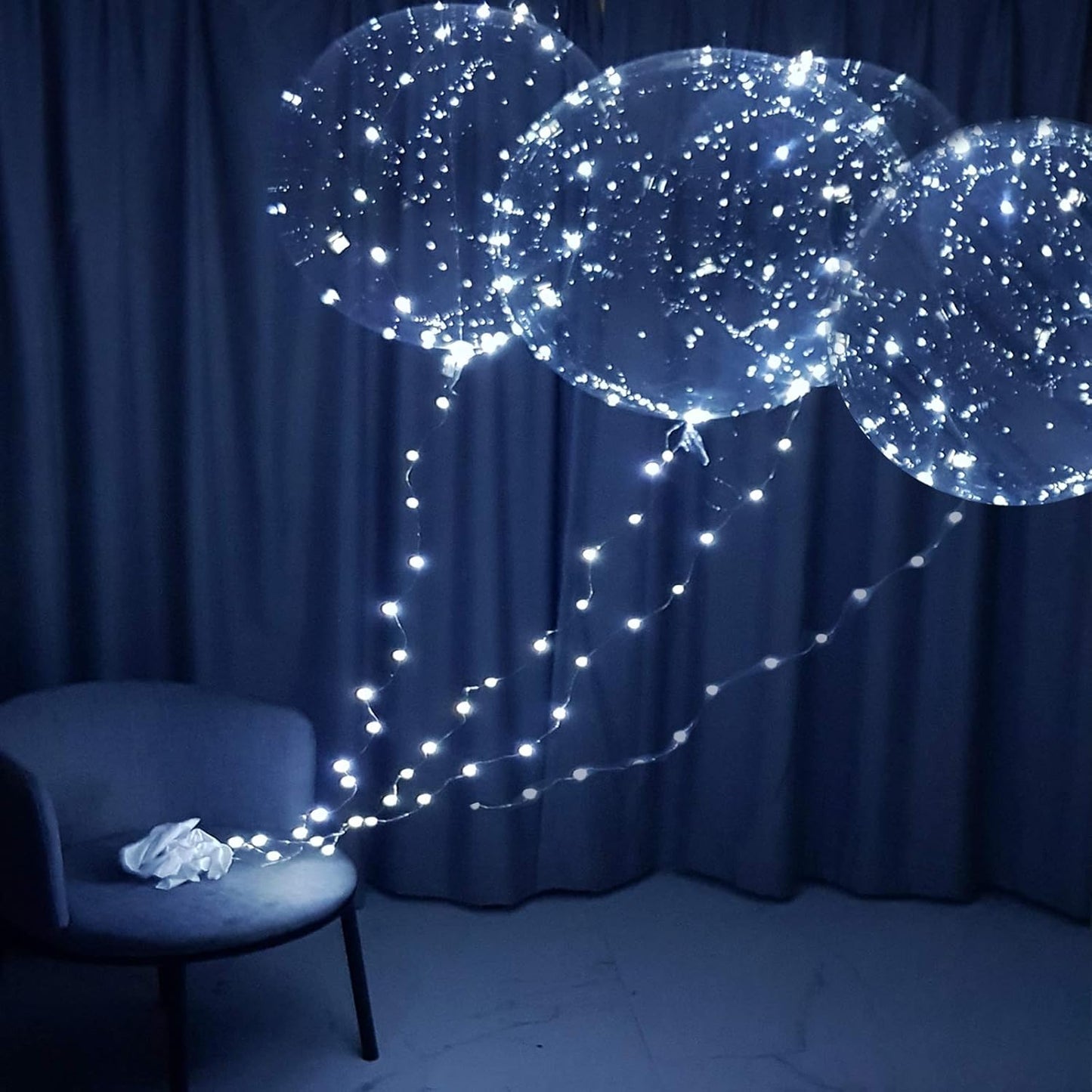 White LED Balloons Light up Bobo Party Balloons DIY kit-Clear Cold White LED Balloons for Helium or Air (cold white, 6 pack)