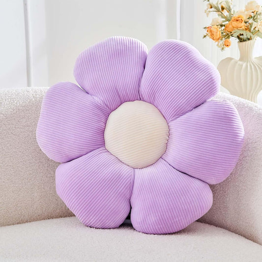 Lavender Flower Pillow, 14.9" Cute Flower Shaped Floor Pillow, Aesthetic Floral Plush Daisy Decorative Throw Pillows for Bed Sofa Couch