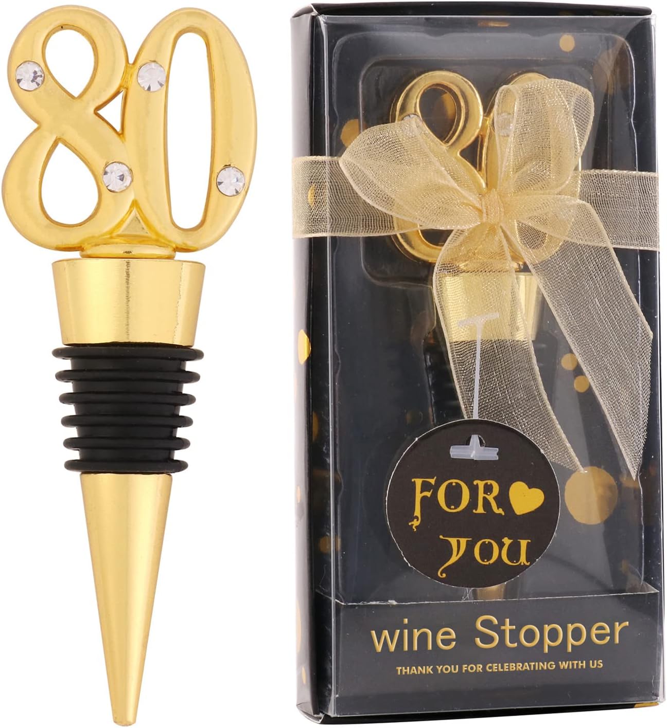 12 Pack 80th Birthday Favors For Guests 80 Years Old Wine Bottle Stoppers With Gift Box For 80th Wedding Anniversary Party Favors Souvenirs Decorations