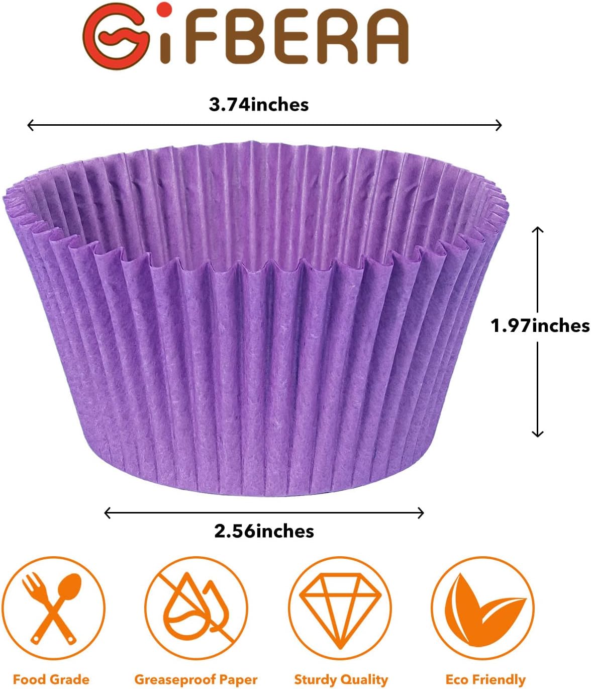 Gifbera Bright Rainbow Jumbo Cupcake Liners 400-Count, Large Solid Colorful Paper Baking Cups for Baking