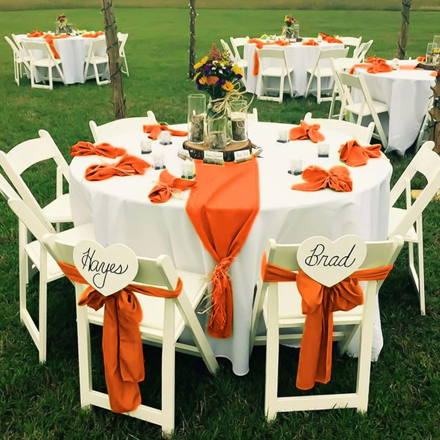 fani 60 PCS Orange Satin Chair Sashes Bows Universal Chair Cover for Wedding Reception Restaurant Event Decoration Banquet,Party,Hotel Event Decorations (7 x 108 inch)