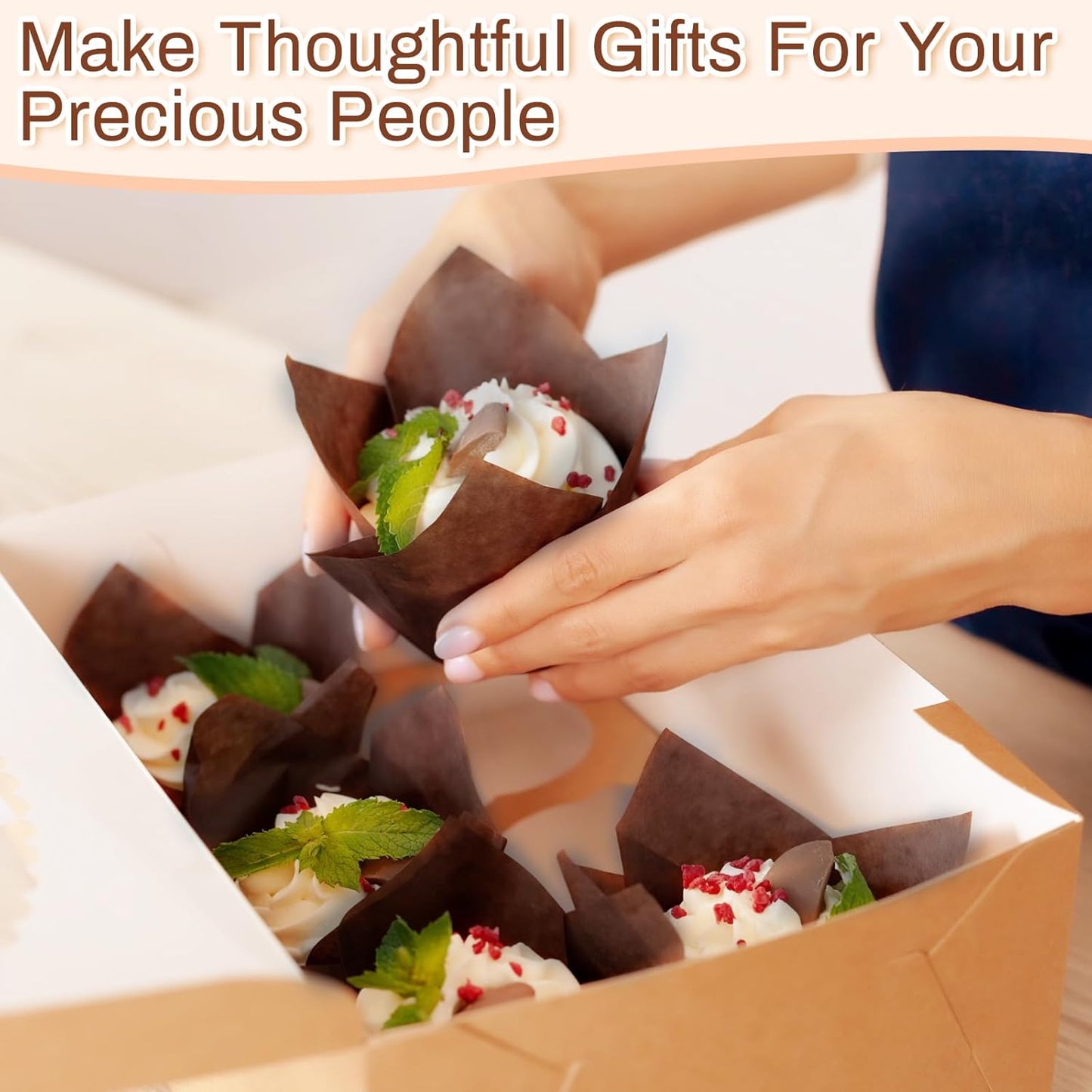 600 Pcs Jumbo Muffin Liners for Baking 2-1/4" x 4" Large Tulip Cupcake Liners Greaseproof Cupcake Wrapper Paper for Weddings Birthday Christmas Anniversaries Party (Brown)