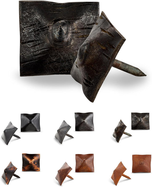 10 Pack 1" Square Head Iron Clavos Decorative Nails – Unfinished – Handmade Rustic Square Fasteners for Farmhouse Shutters, Faux Wood, Barn Doors, Shutters, and Gates – Ornamental Wood Accent