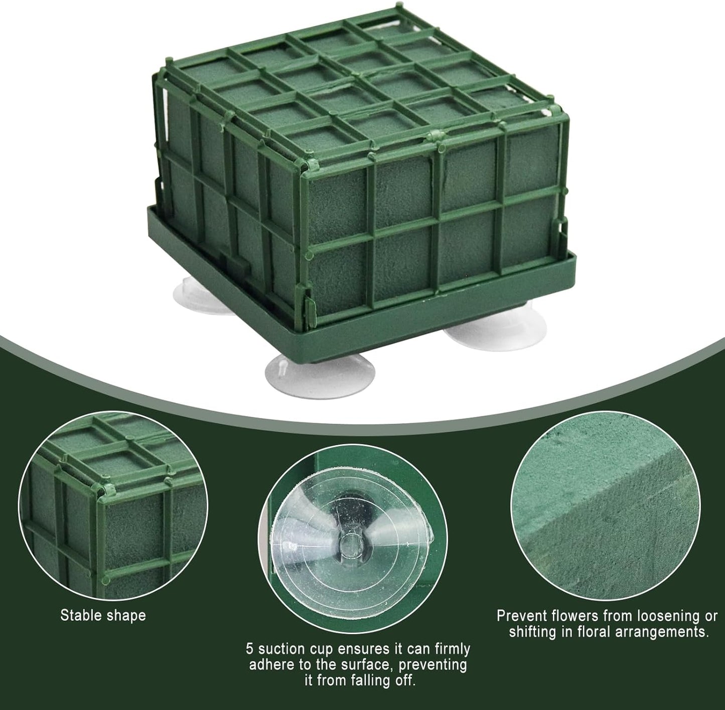 Krijues 2 Pcs Floral Foam Cage for Flowers for Christmas DIY Crafts, Square Flower Holder with Floral Foam for Fresh Flower Arrangement Decoration, Wedding, Interior and Garden 4.1 x 4.1 x 3.1 Inch