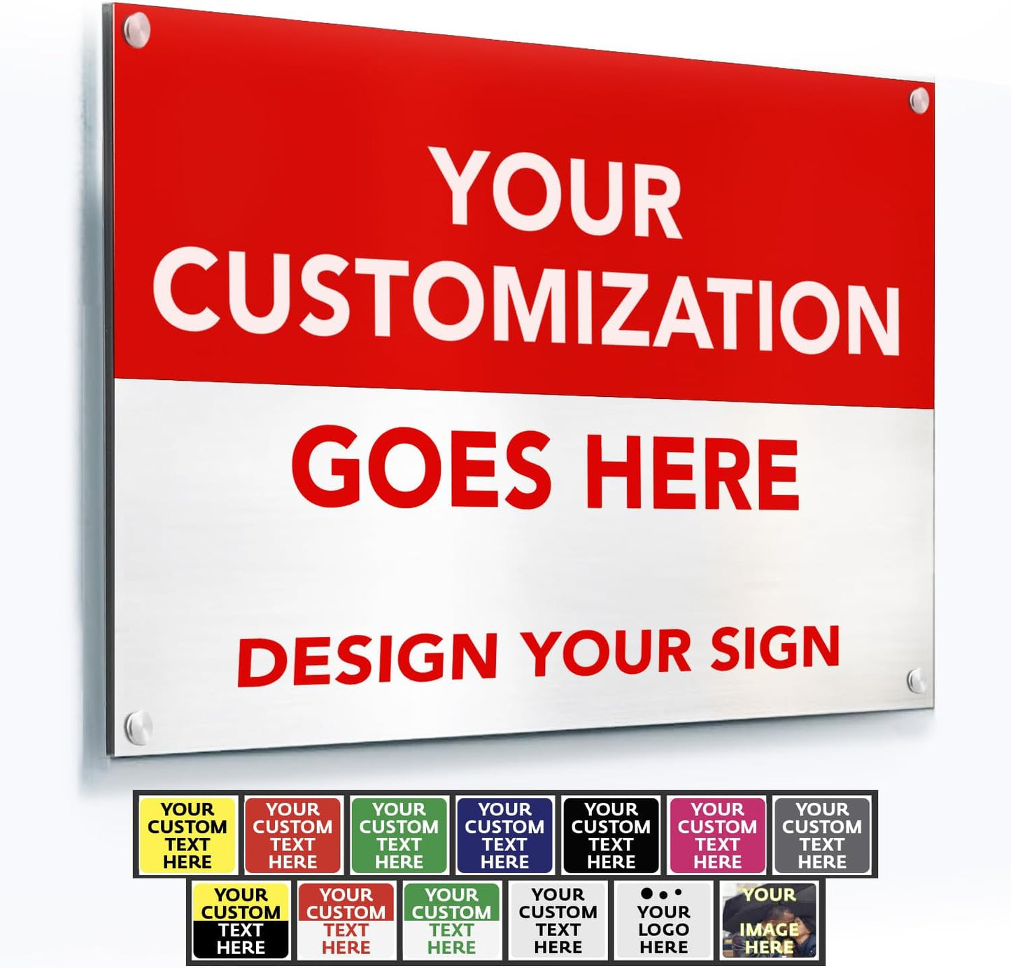Custom Metal Signs, Personalized Aluminum, Customized Safety, Business Signs, Waterproof Outdoor, White Aluminum (Red & White, 10x7 In)