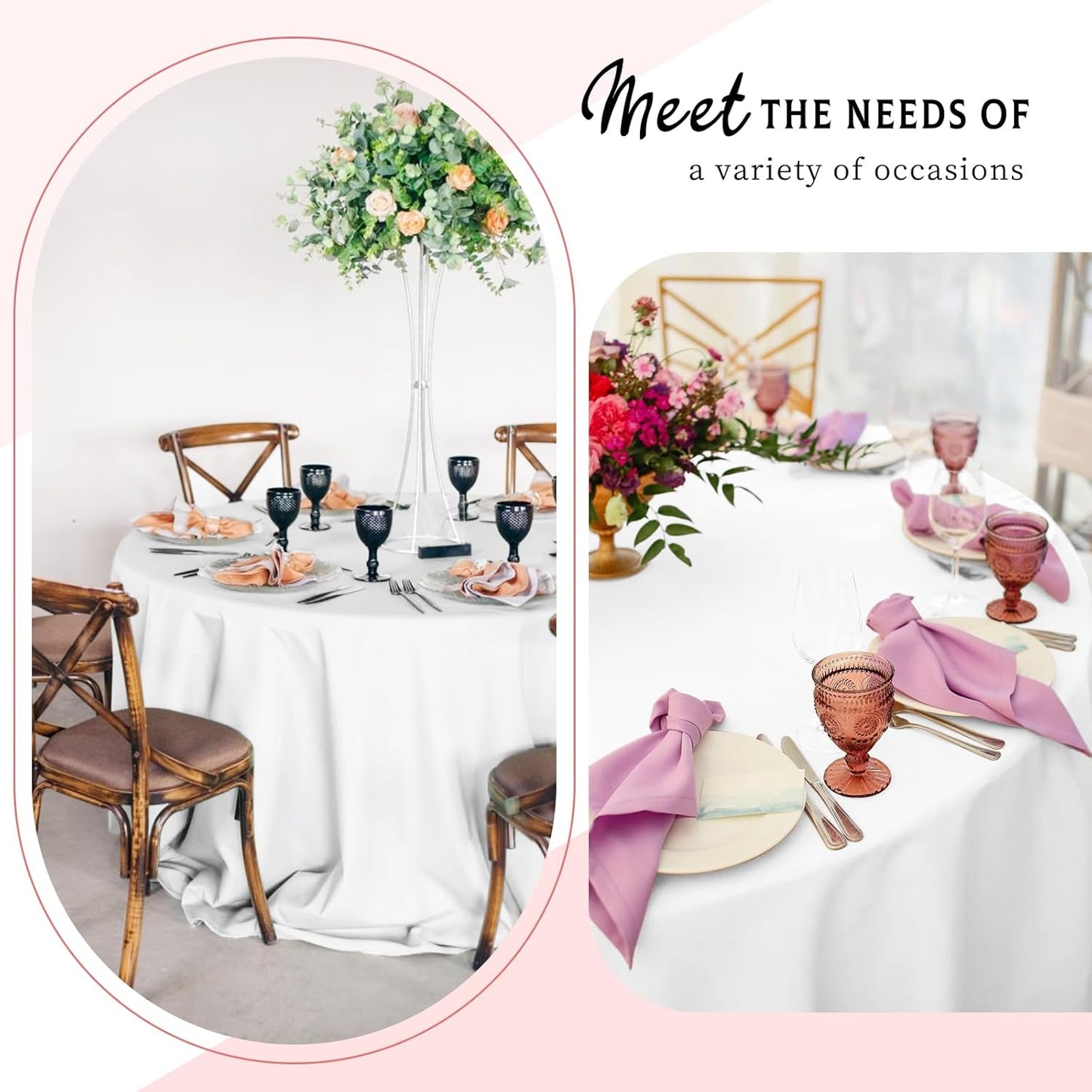 10 Packs Satin Tablecloth 120 Inch White Round Table Cloth Silk Tablecloth Smooth Fabric Overlay Satin Table Cover Decoration for Wedding Party Banquet Events