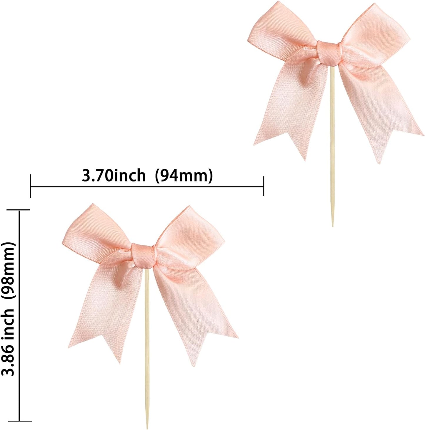 Ephlyn 24Pcs Pink Bow Cupcake Toppers Pink Bow Cake Topper Birthday Decorations, Mini Bowknot Cupcake Picks for Coquette Theme Party Decoration Bachelorette Bridal Engagement Wedding Party Dark Pink