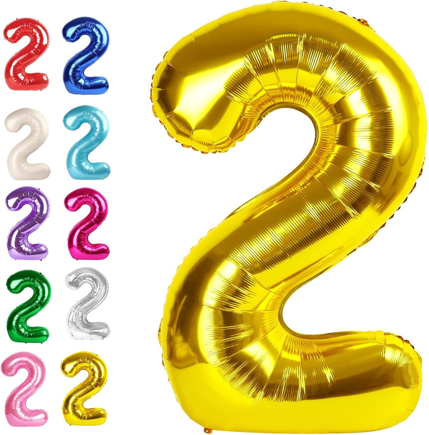Big 40 Inch Gold 2 Number Balloon Birthday Decoration, Number 2 Helium Balloons 12 20 22 23 24 26 28 32 42 Celebration, Boy Girl Baby Anniversary Party Graduations Supplies