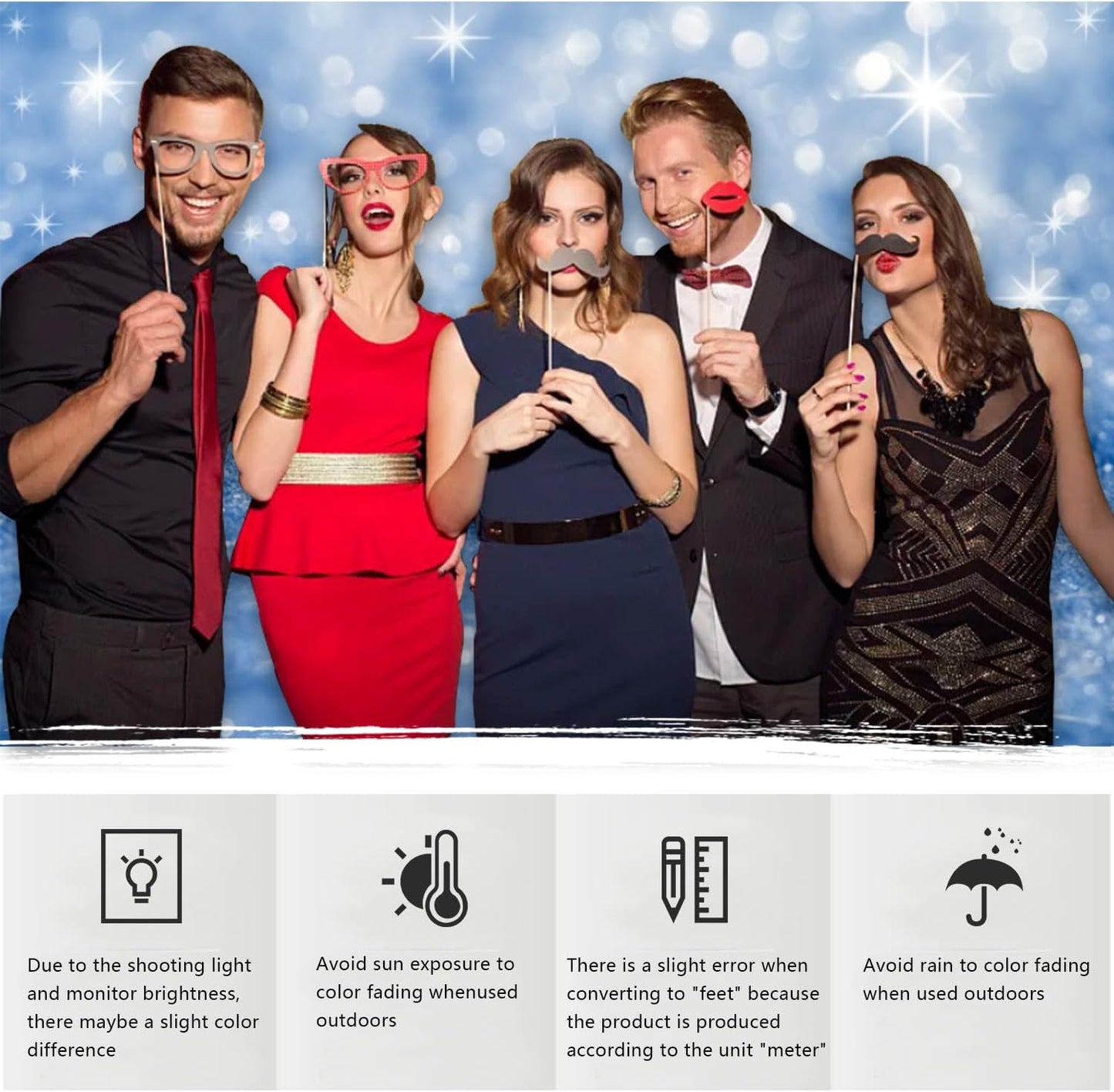 YongFoto Silver Blue Glitter Backdrop 8x6.5ft Silver Light Spots Blue Sequin Bokeh Photography Background Birthday Bridal Shower Wedding Photography Background Party Banner Portraits Photoshoot Props