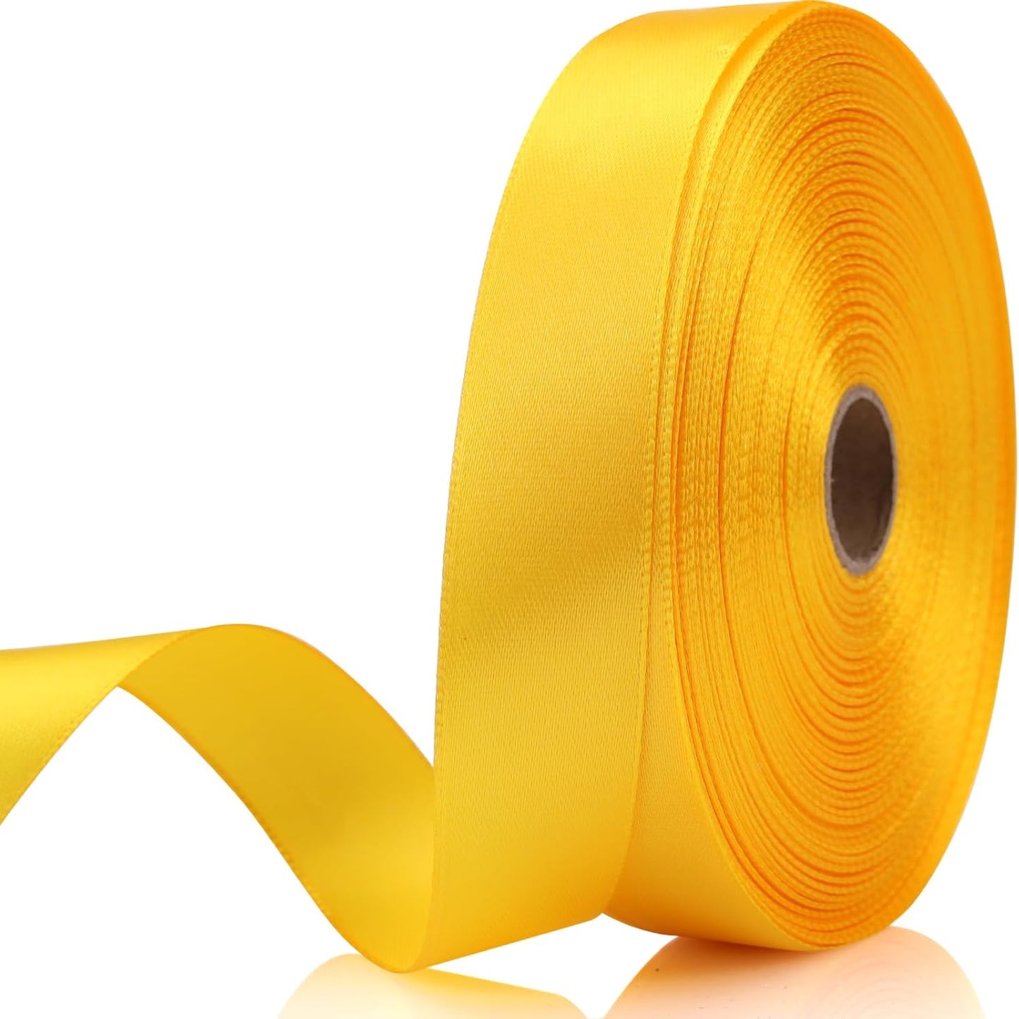 Yellow Ribbon 7/8 Inch 60 Yards Satin Craft Ribbon-Single Face Polyester Ribbon for Handmade Roses,Gift Wrapping,Timeless Flower,Bouquets,Wedding and Party Decoration