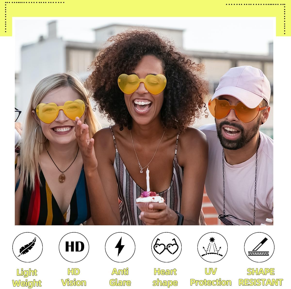 12/20/24 Pairs Heart Sunglasses for Women Men, Trendy Heart Shaped Rimless Transparent Sunglasses, Bachelorette Party