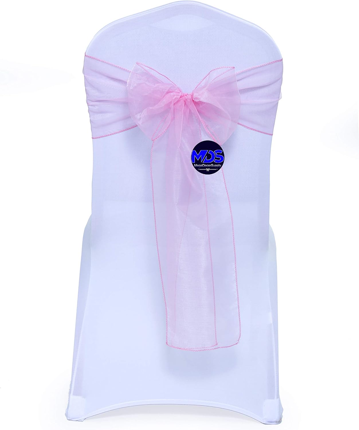 MDS Pack of 50 PCS Organza Chair Sashes Wider Dining Chair Bows Ribbon Tie Back for Wedding Party Birthday Bridal Shower Reception Event Banquet Home Chair Cover Decoration - Blush Pink