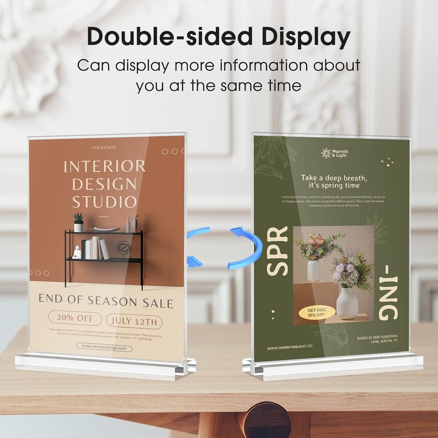 MaxGear Acrylic Sign Holder 8.5 X 11 Inches 6 Pack, Double Sided Plastic Display Stands Table Top Acrylic Frame, Clear Paper Holder Menu Flyer Stand for Stores, Restaurants, Hotels, Office