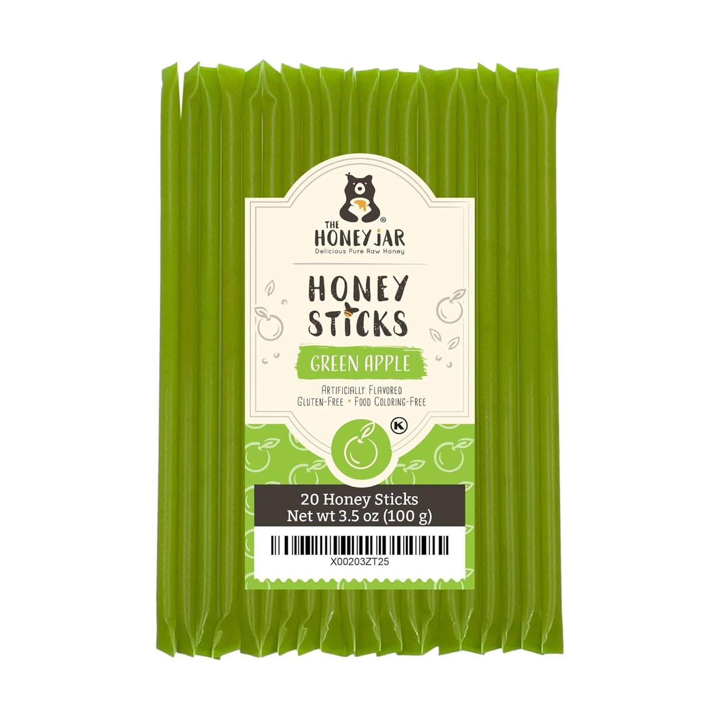 The Honey Jar Green Apple Flavored Honey Sticks - Pure Honey Straws For Tea, Coffee, or a Healthy Treat - One Teaspoon of Flavored Honey Per Stick - Made In The USA with Real Honey - (20 Count)