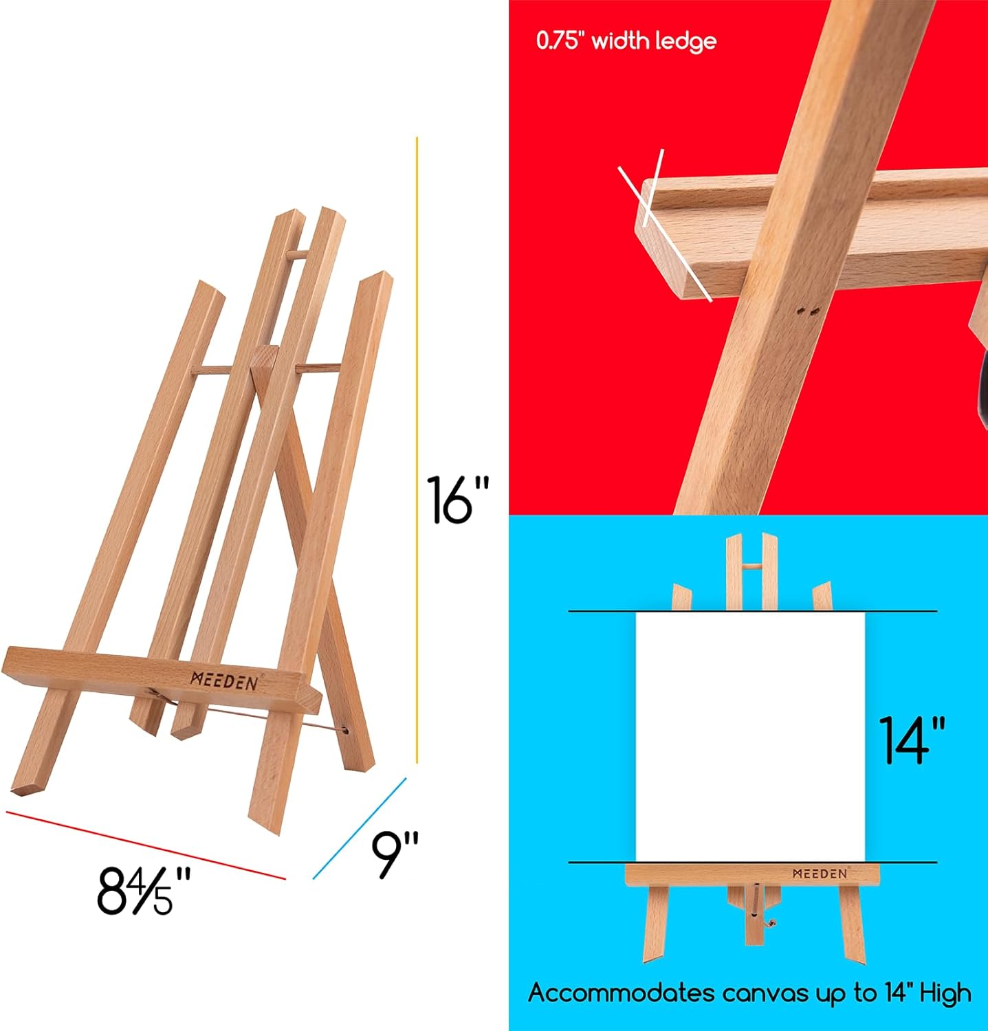 MEEDEN 16 Inch Tabletop Easel: 12 Pack Beech Wood Easel for Painting - Display Table Top Easel Canvas Stand for Painting Sign