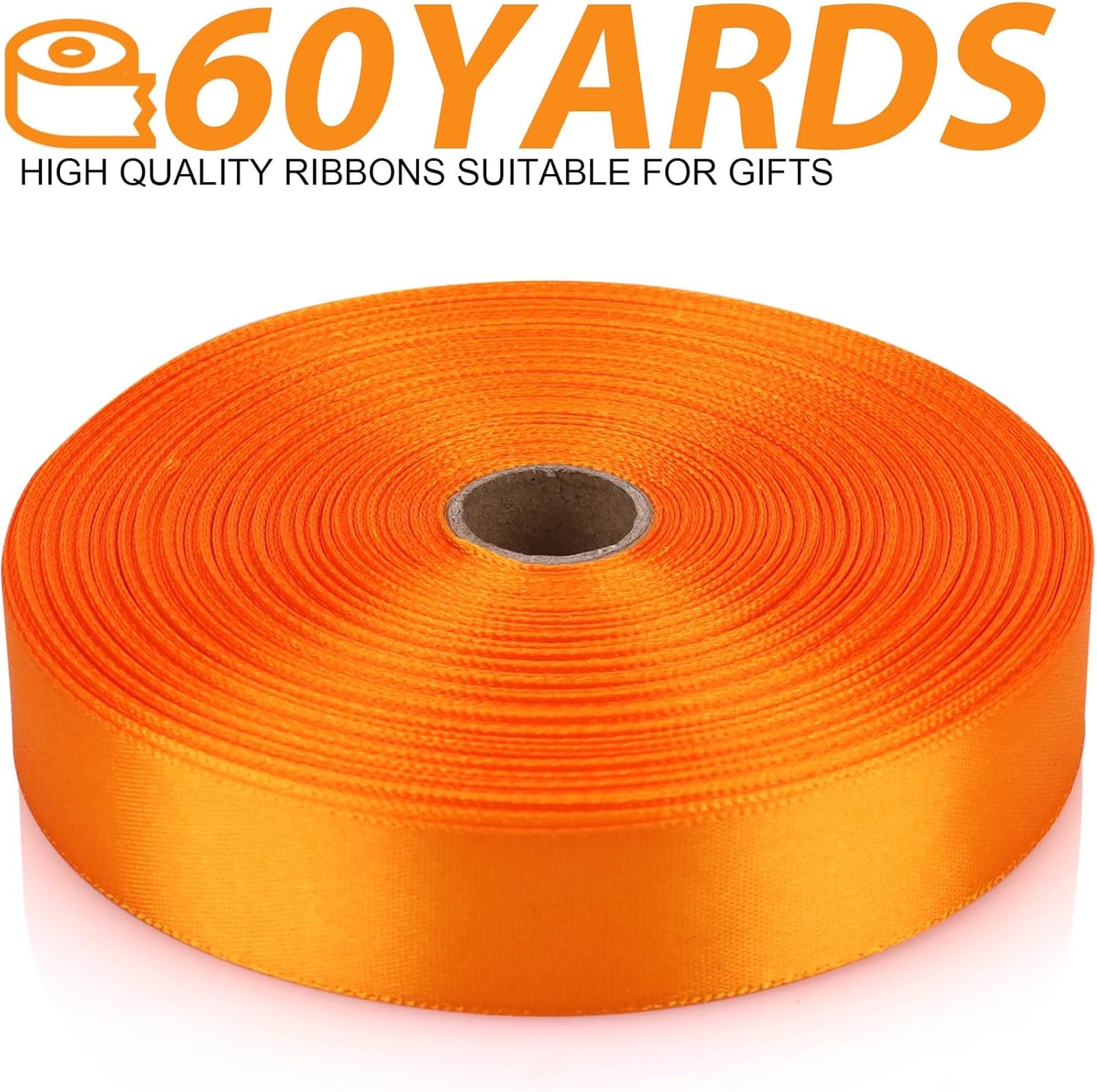 Orange Ribbon 7/8 Inch 60 Yards Satin Craft Ribbon-Single Face Polyester Ribbon for Handmade Roses,Gift Wrapping,Timeless Flower,Bouquets,Wedding and Party Decoration