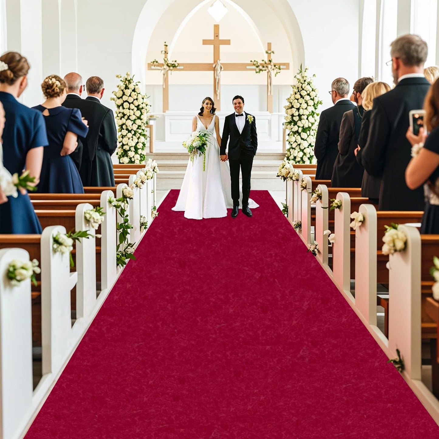 MODFUNS Aisle Runners for Weddings Burugndy Aisle Runner Rug 4FTx20FT Wedding Carpet Aisle Runner Velvet Wedding Runners Unique Carpet Runway for Party Banquet Hallway Decoration