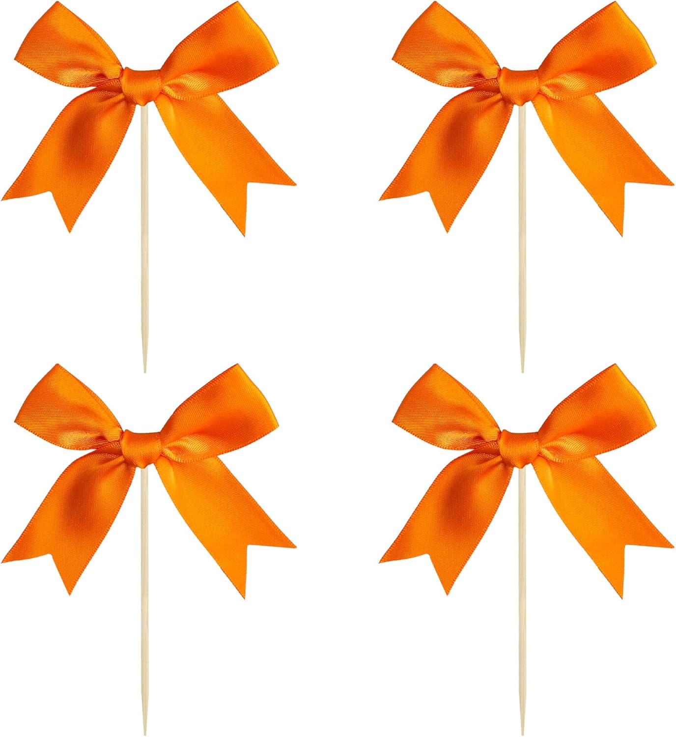 Gyufise 24Pcs Bow Cupcake Toppers Coquette Bow Girls Birthday Cake Decorations Bowknot Cake Toppers Bowknot Cupcake Picks for Baby Shower Birthday Wedding Bridal Engagement Party Supplies Orange