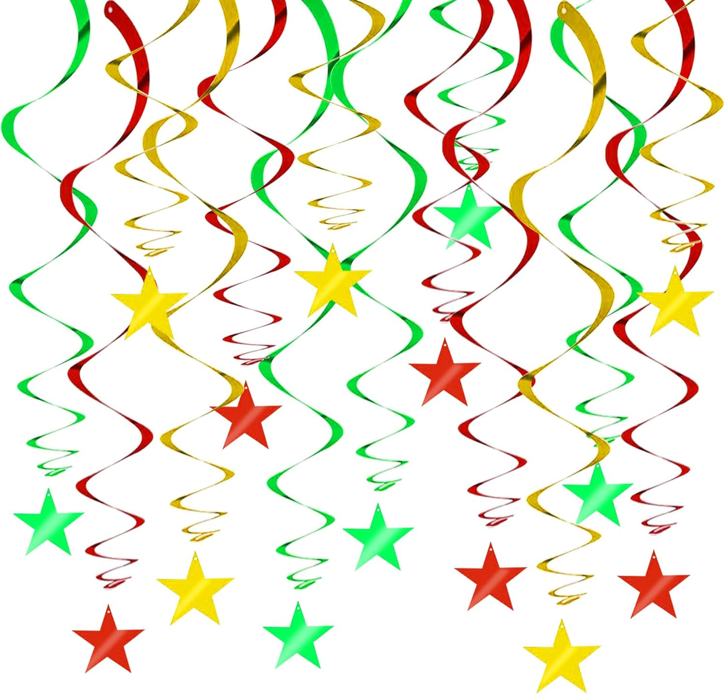 BEISHIDA Green Gold Star Hanging Swirl Decorations, Birthday Hanging Party Supplies for Christmas Wedding Baby Shower Birthday Decorations,Pack of 15