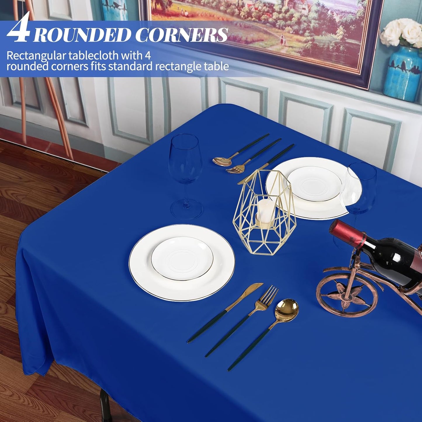 12 Pack Polyester Tablecloth 60 x 102 Inch Royal Blue Tablecloth for 6 Ft Rectangle Tables,Washable Fabric Table Covers Polyester Table Clothes for Wedding Parties Banque