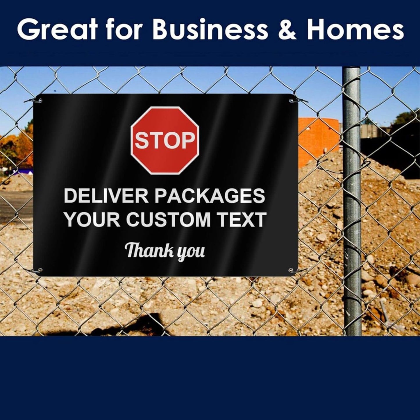 Custom Package Delivery Signs Outdoor - 12 x 8 Personalized Aluminum Rust-Proof Metal Signs Warning Caution Safety Stop Signs for Home Business (STOP SIGNS)