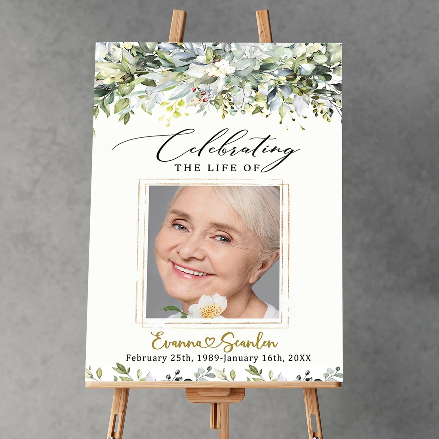 Greenery Funeral Welcome Sign, Celebration of Life, In Loving Memory Sign, Large Funeral Sign, Memorial Sign, Funeral Decor, Bundle Greenery Funeral Sign, Funeral program