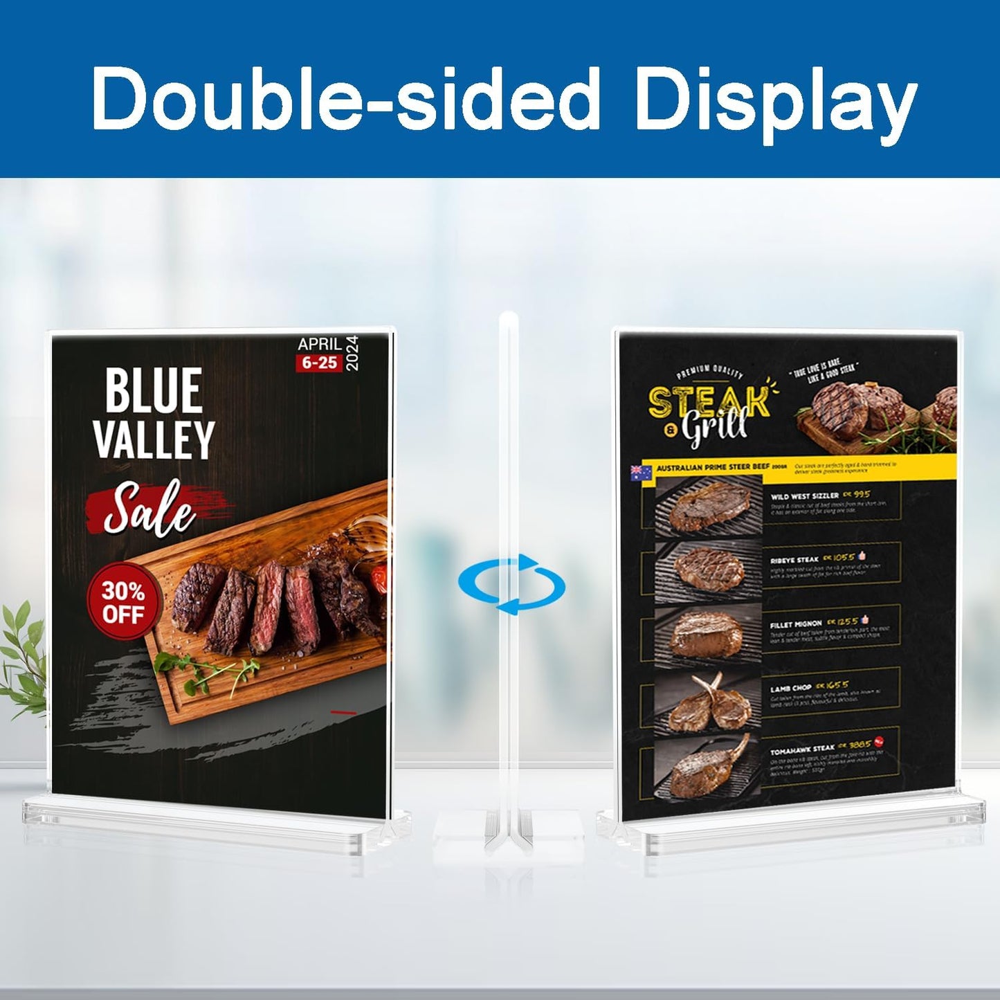 BlueValley 4x6 Acrylic Sign Holder, 12 Pack Plexiglass Picture Frame Double Sided Clear Display, Tabletop Menu Sign Holders Vertical Plastic Paper Sign Stand for Office Desktop, Restaurant, Store, Fair & Events