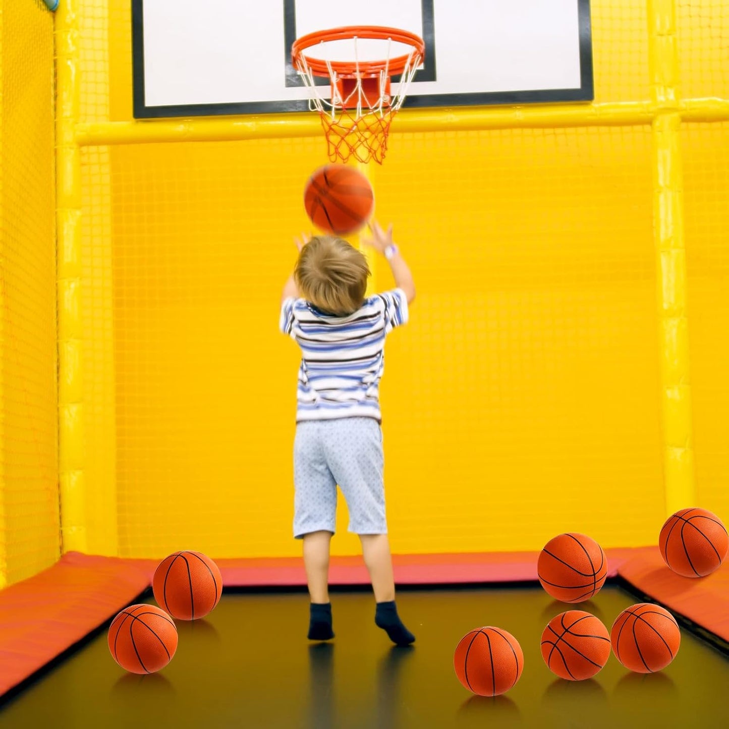 12 Pcs Mini Rubber Basketballs with Air Pump Set 7 Inch Mini Hoop Basketball Small Junior Size 3 Balls for Beginner Arcade Games Indoor Outdoor Pool Favors