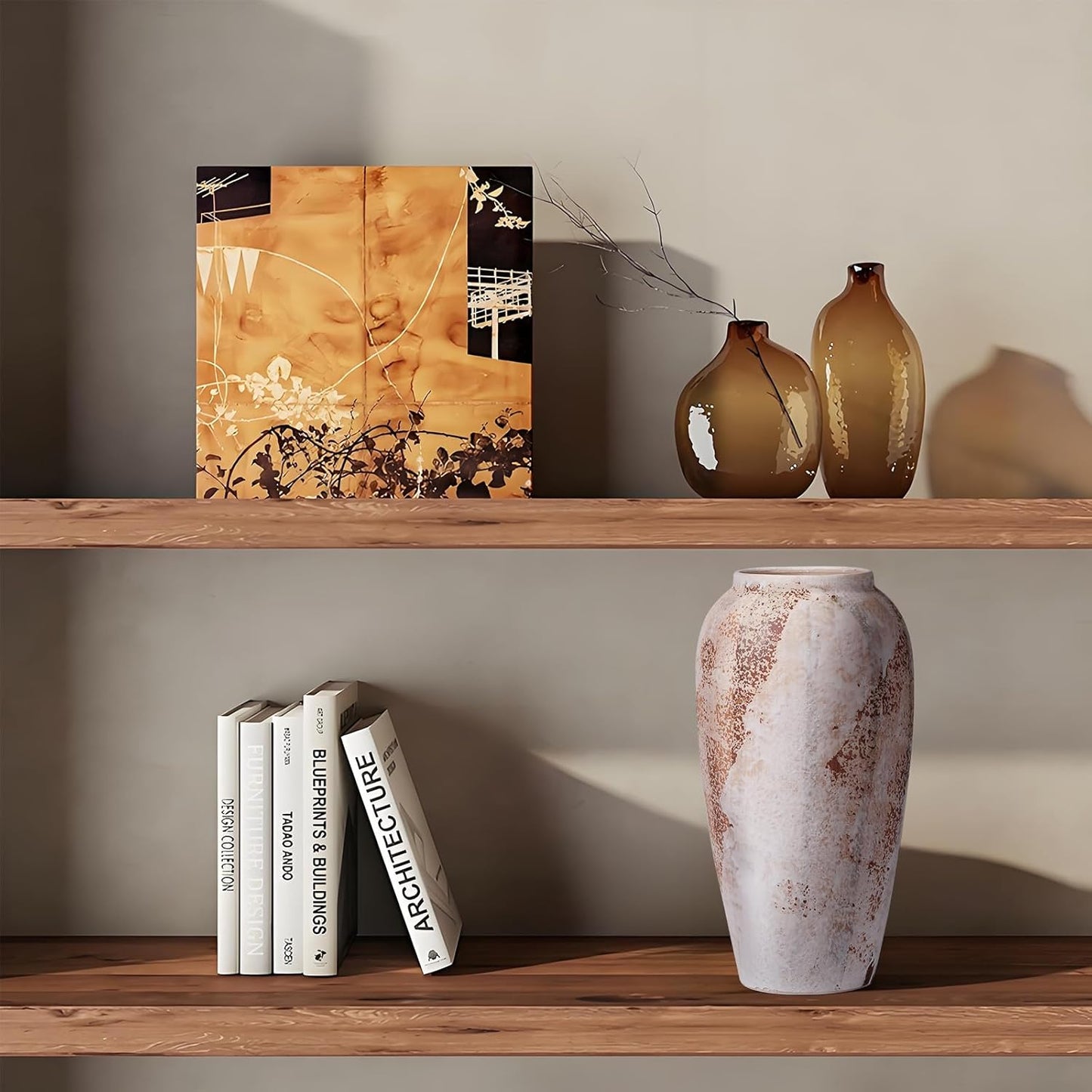 Large Rustic Vase for Flowers,13.8'' White Farmhouse Ceramic Vases for Home Decor, Minimalist Decorative Tall Vase for Living Room, Entryway, Shelf, Premium Pottery Clay Table Centerpiece Decor