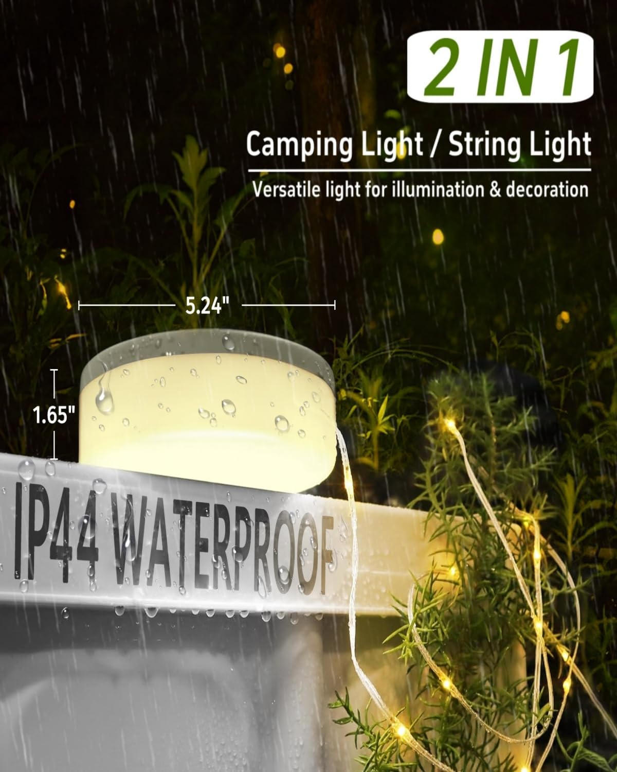 Solar Camping String Lights, 39.4FT Fairy String Lights 150LEDs, Portable Waterproof Camp Lamp with 8 Lighting Modes, Hanging Rechargeable Tent Lantern for Garden Party Christmas Decor-Remote Control