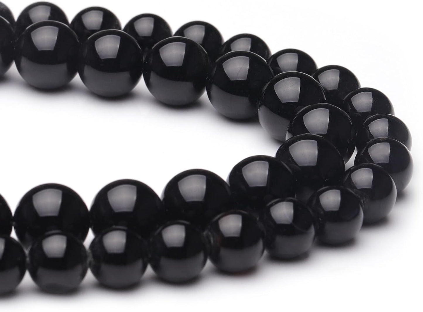 10mm Natural Stone Beads for Jewelry Making,Black Onyx Polished Smooth Round Gemstone Beads for Bracelet Necklace 15 Inch